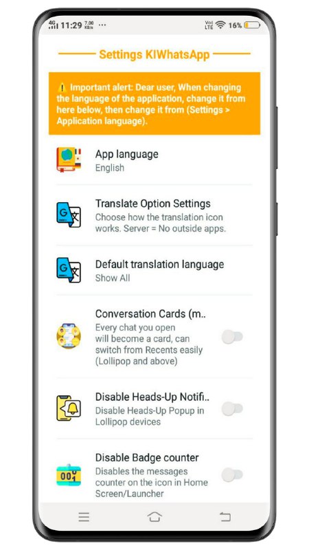 king whatsapp settings
